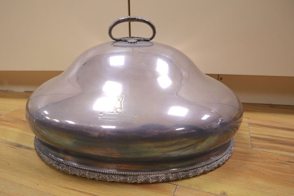 A silver plated meat dish cover